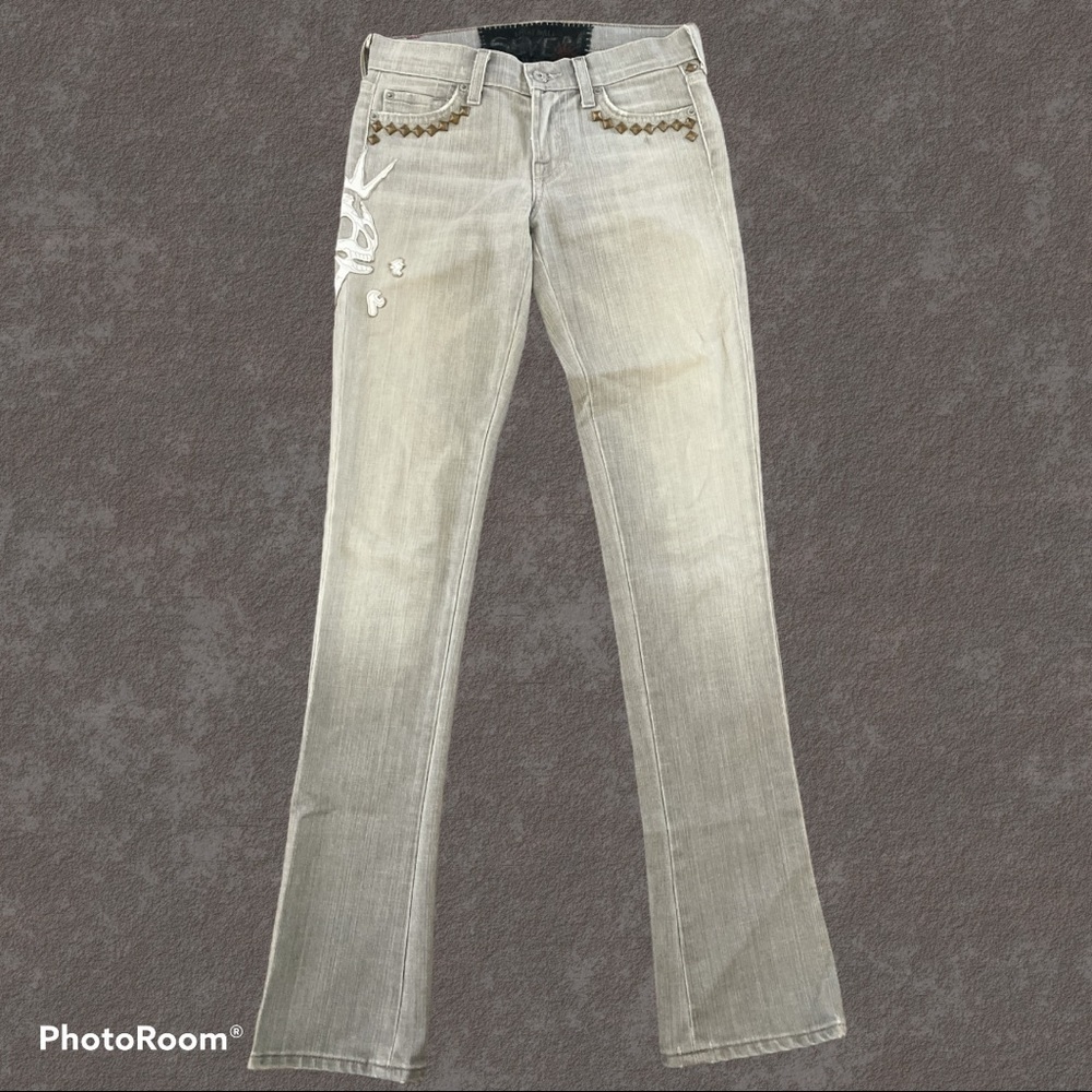 7 for all mankind skull Great Wall of china jeans